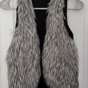 Ariat Womens Black Gray Faux Fur Wool Blend Knit Open Sweater